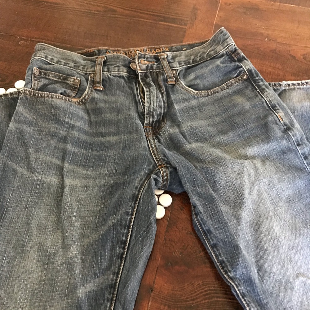 American Eagle straight slim denim jeans.